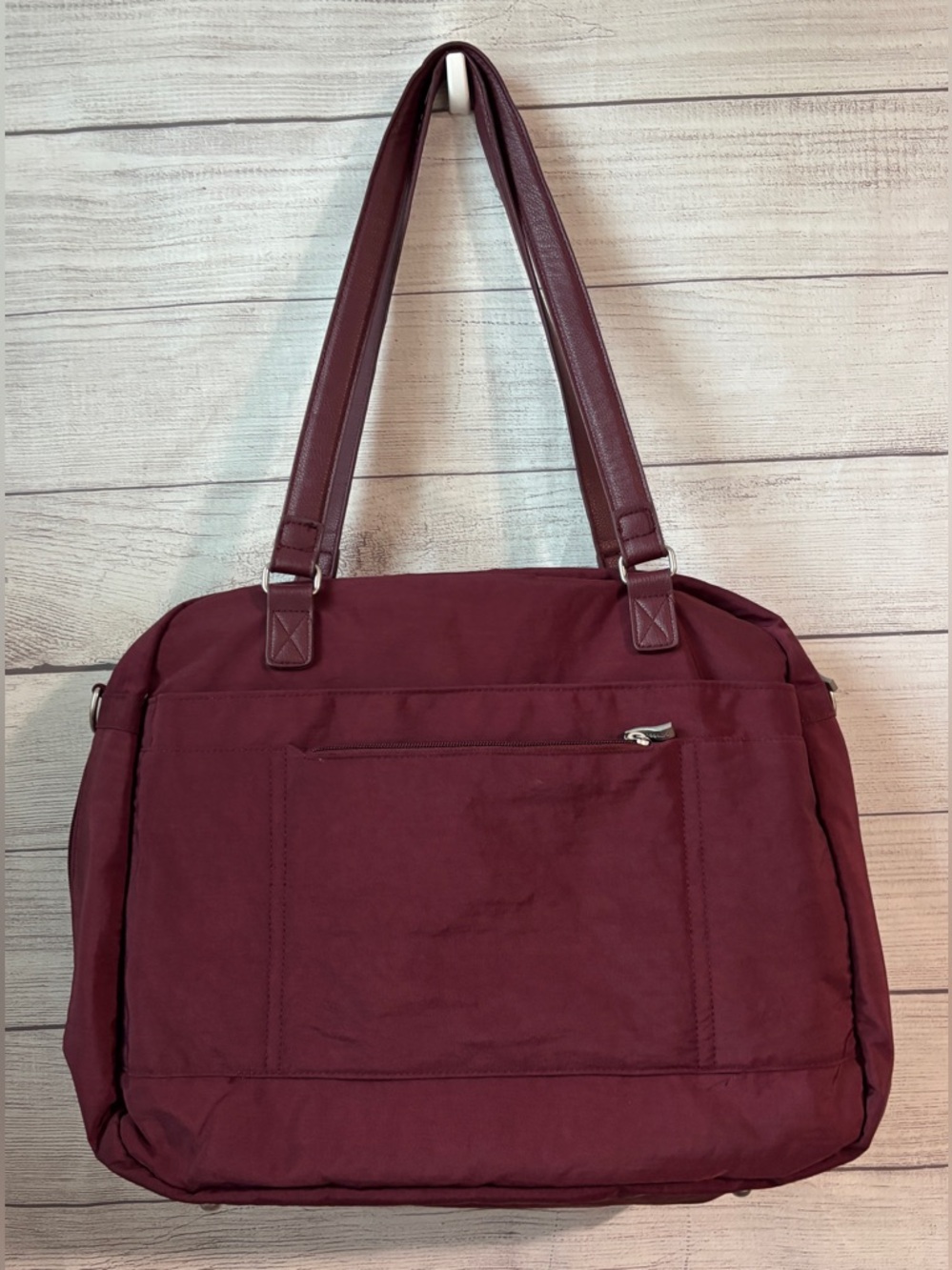 Baggallini Overnight Expandable Laptop Tote w/RFID Phone Wristlet, Eggplant - Picture 3 of 3